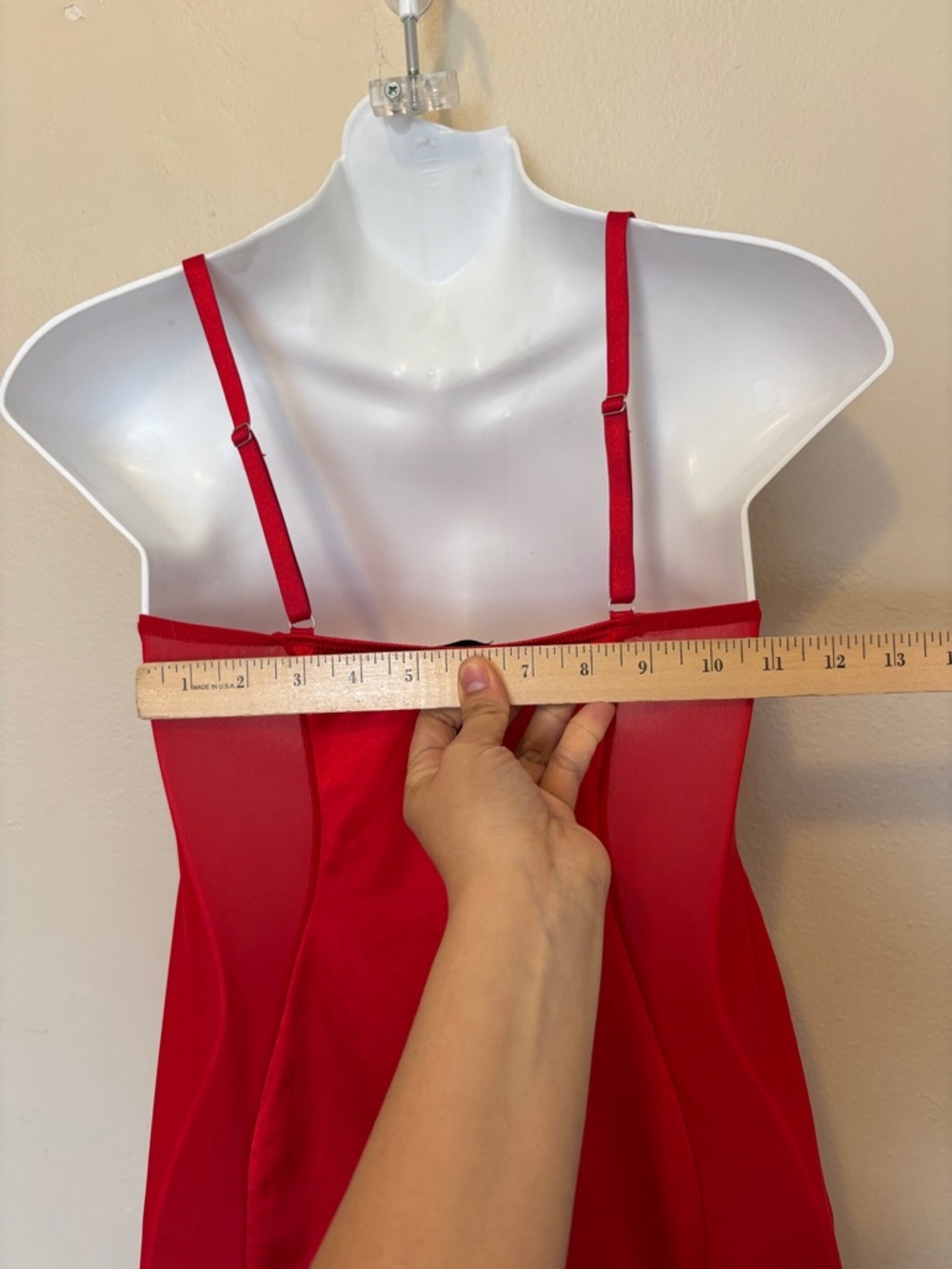 Aria Red Lace Cup Slip with Adjustable Straps - Picture 3 of 4